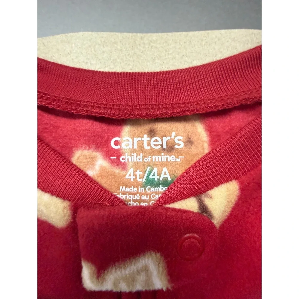 Carters Child of Mine 4T Red Gingerbread Fleece Footed Pajama Christmas Sleeper